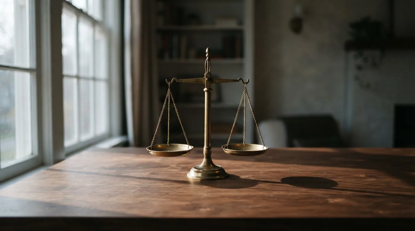 O balanță de alamă pe un birou de lemn, în lumina piezișă a unei ferestre înalte — cazinouri cu coduri în romania